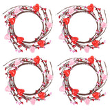 Valentine Candle Rings - 4.3 Inches Valentines Decor Candle Wreaths With Love Hearts, Valentines Table Centerpieces For Party Wedding Windows Tabletop Decoration, 4Pcs