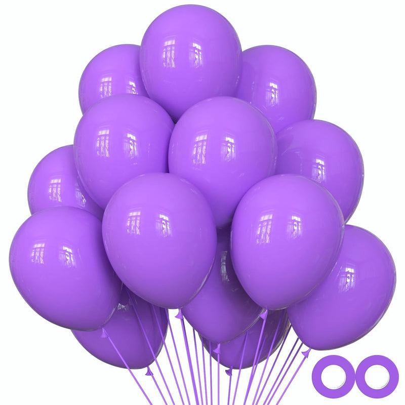 100Pcs Light Purple Balloons, 12 Inch Purple Latex Party Balloons Heli