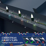 Holiday Light Clips [Set Of 200] Christmas Light Clips, Outdoor Light Clips - Mount To Shingles & Gutters - Works With Mini, C6, C7, C9, Rope, Icicle Lights - No Tools Required