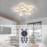 White Flower Ceiling Fan with Light and Remote Low Profile LED Dimmable Flush Mount
