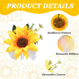 Boutonniere For Prom, 6 Pcs Artificial Yellow Sunflower Corsage Men Wedding Boutonniere Wedding Flowers Anniversary Prom Party Decorations Accessories