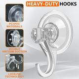 Suction Cup Hooks For Shower-Max Load 10 Lb, No Trace, Reusable & Removable, Small Clear Suction Hooks, For Tile, Glass, Window, Kitchen, Bathroom, Christmas Decor, Wreath, Lights, 2 Pack
