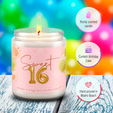 16Th Birthday Candle - Sweet 16 Candles - 16Th Birthday Gifts For Girls - Made In Usa 9 Oz Scented Birthday Cake Candle By Mint Sugar Candle Co - 16 Year Old Girl Birthday Gift Ideas