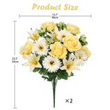 Set Of 2 Artificial Cemetery Flowers For Grave Yellow Cemetery Memorial Flowers For Cemetery Outdoor Grave Decorations Silk Flower Arrangements Rose Lily Gerbera Floral Flowers Bouquets
