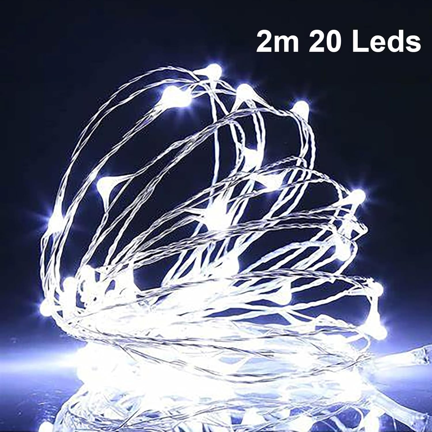 Usb Fairy String Lights, 2M/6.56Ft 20 Leds Usb Plug And Play Indoor Diy Decor Lamp For Parties Christmas Tree-Silver Wir