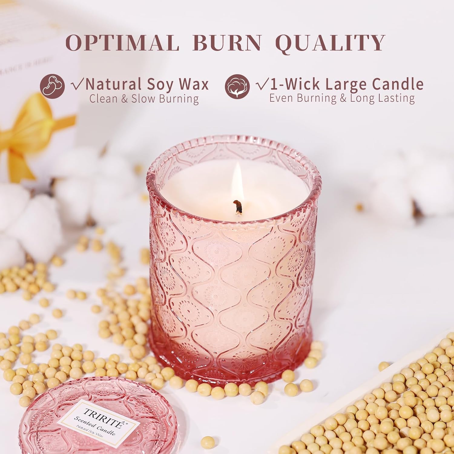 Pink Sands Scented Candle In Glass, Melon & Osmanthus Jar Candle Natural Soy Candles For Home Scented, Valentine'S Day Gift For Women, 60 Hour Burn Time,Friends, Family, Colleagues