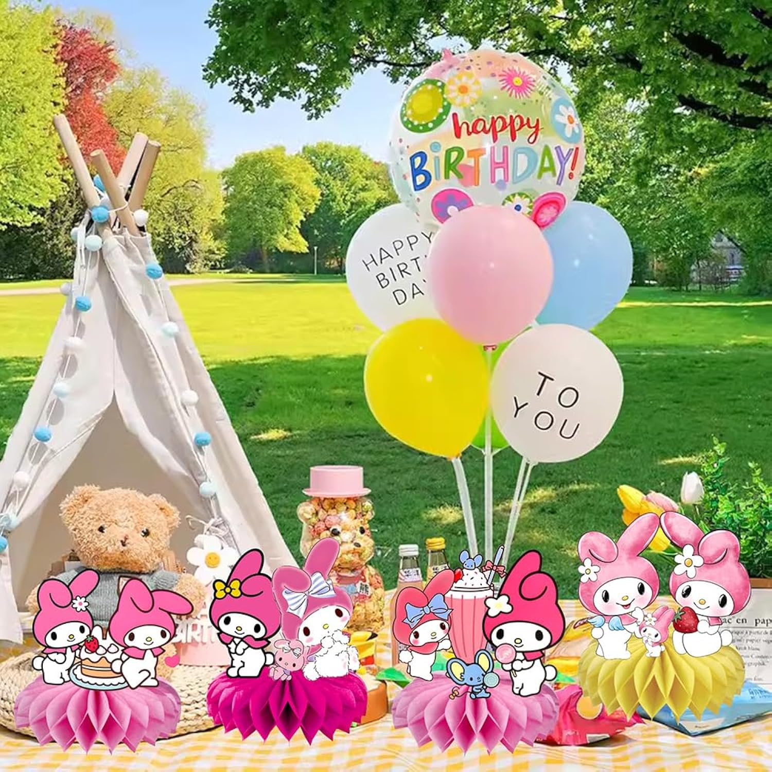 8Pcs Melody Honeycomb Table Centerpiece, Melody Birthday Party Supplies Table Decorations For Kids Party Decorations