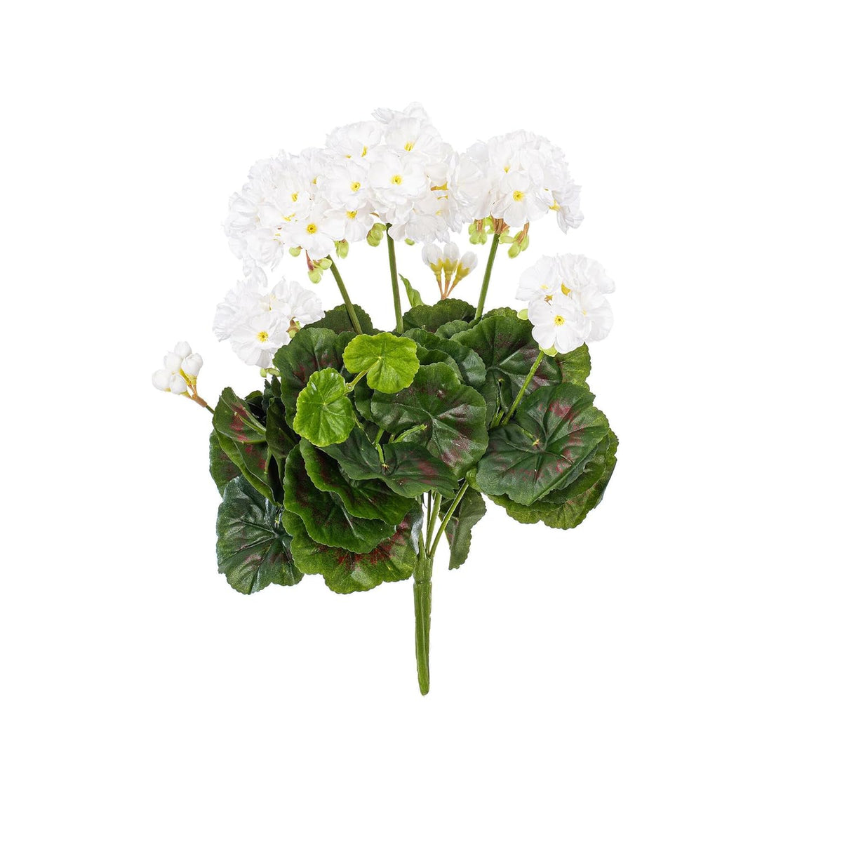 Vickerman 15.25" Artificial White Polyester Geranium Bush - White Artificial Flowers - Artificial Geraniums for Indoors - Fake Geraniums - Faux Flowers for Assortment - Artificial Plants