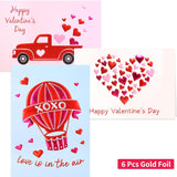Valentines Cards For Adults Kids Happy Valentine'S Day Valentine Cards With Envelopes 12 Pcs Gold Foil Heart Love Glitter Layered Cricut Cut 4X6 Inch Blank Inside