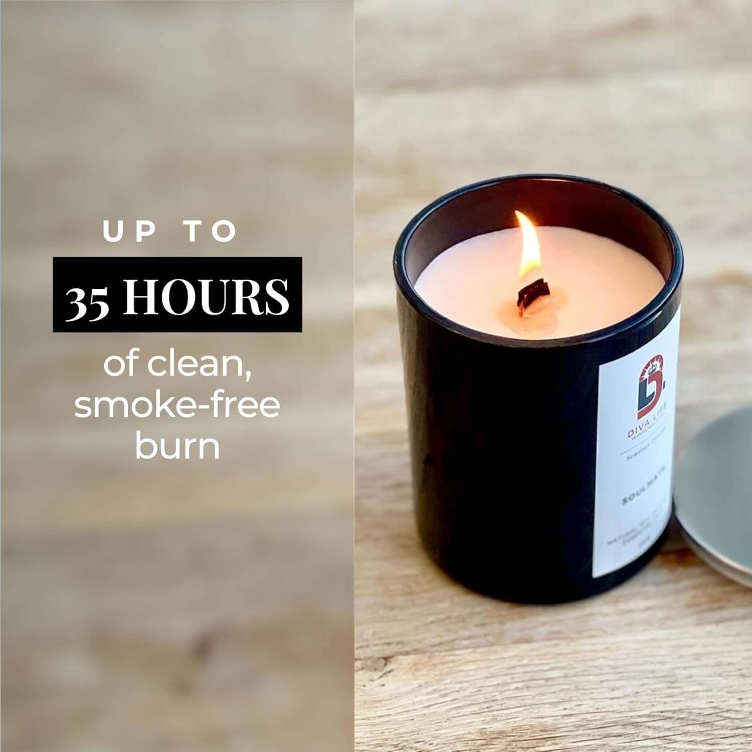 Soulmate Glass Jar Candle – Handcrafted Wood Wick Soy Candles – Fresh Citrus & Floral Scent Aromatherapy Candle – Smokeless & Long Lasting Aromatic Candles W/ 35 Hour Burn Time