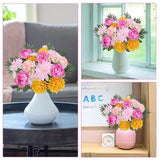 Yellow Flowers Bouquet 11 Stems Artificial Tiger Lilies Mixed Faux Morning Glory Calla Lily; Fake Flowers Spring Decorative Flowers Floral Arrangement For Home Wedding Table Centerpiece