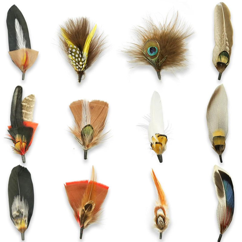 12Pcs Hat Feathers For Cowboy Hats, Small Feathers For Hats, Natural Assorted