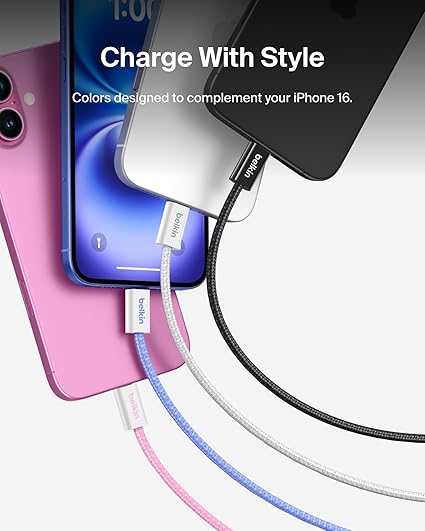 USB C to USB C Cable 9.9FT 60W Braided Fast Charging Cord for iPhone 17 Galaxy S25 Pixel 10 iPad Pro Pink