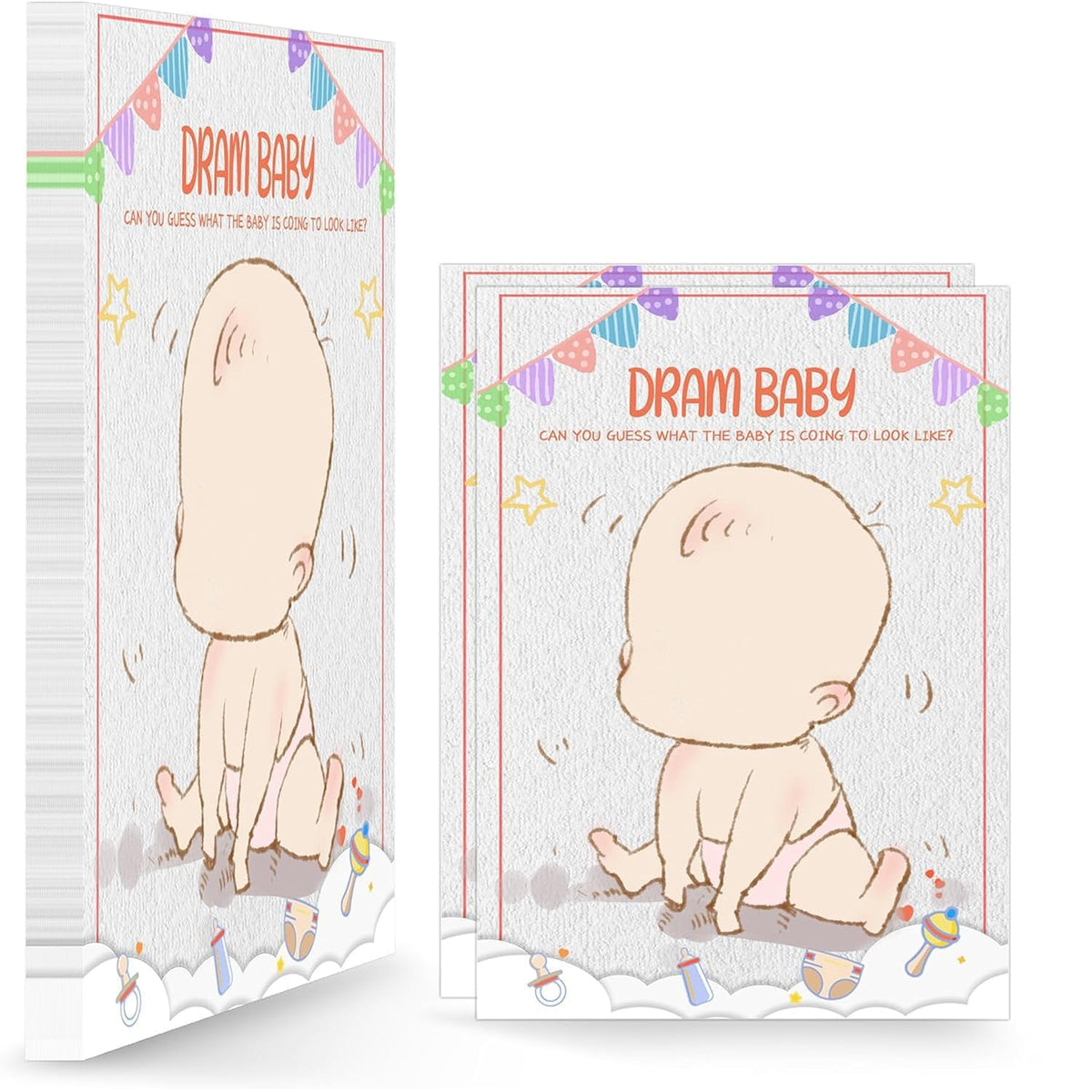 Draw Baby Face Baby Shower Games, Fun Gender Reveal Party Game For 30 Guest, Cute Draw Baby Game For Babyshower Party Supplies 5 * 7 Inch