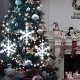 3Pcs Christmas Window Lights Decorations With Timer, Battery Powered Christmas Hanging White Lighted Snowflake Shaped Le