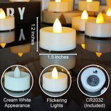 6 Pack Battery Operated Tea Lights Candles Flickering Flameless Led Lights, Long Lasting 200+ Hours Realistic Electric Tealights Fake Plastic Candles For Wedding, Centerpieces, Halloween, Christmas