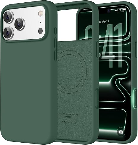 Magnetic Silicone Case Compatible with iPhone 18 Pro and iPhone 17 Pro Alpine Green Protective Cover