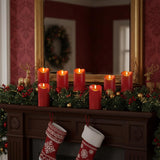 Burgundy Flameless Candles, Waterproof Flickering Candles, Outdoor Battery Operated Led Pillar Candles With Remote Timer, Electric Fake Plastic Candles, Red, Christmas Decor, 3" X 6"
