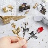 5Pcs Mini Glass Rose Flower With Box, Romantic Crystal Rose Gift For Wedding Souvenirs Anniversary Birthday New Year Mother'S Day, Ideas For Mom Wife Sister Girlfriends(Gold-Pink)