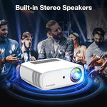 1080P Projector, 15000Lux, 4K Support, 350", 150K Hrs LED, Home/Outdoor