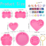7 Pieces Dog Bone Shaped Keychain Silicone Resin Molds Set Heart Cat Paw Mold Dog Tag Charm Resin Molds With 10Pcs Blank Keychains Small Letters Diy Crafts Making, Keychain Molds Silicone Kit