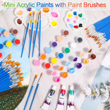 400 Pcs Mini Paint Acrylic Set For Adults, 12 Colors Acrylic Bulk Paint Kit With Paint Brushes For Canvas Clay Model Crafts Paint Party Favors Halloween Painting Supplies