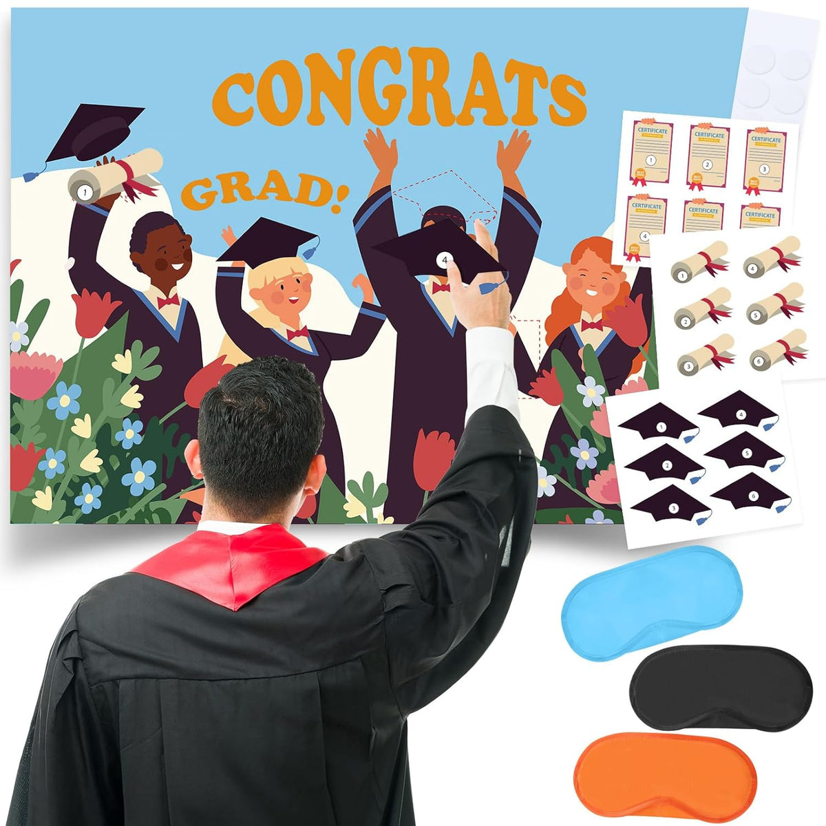 Graduation Party Game Pin The Graduation Cap Game Pin The Certificate On Grads Party Favors With 39 X 28 Inch Poster Make A Sticker Mix And Match For Grad Supplies