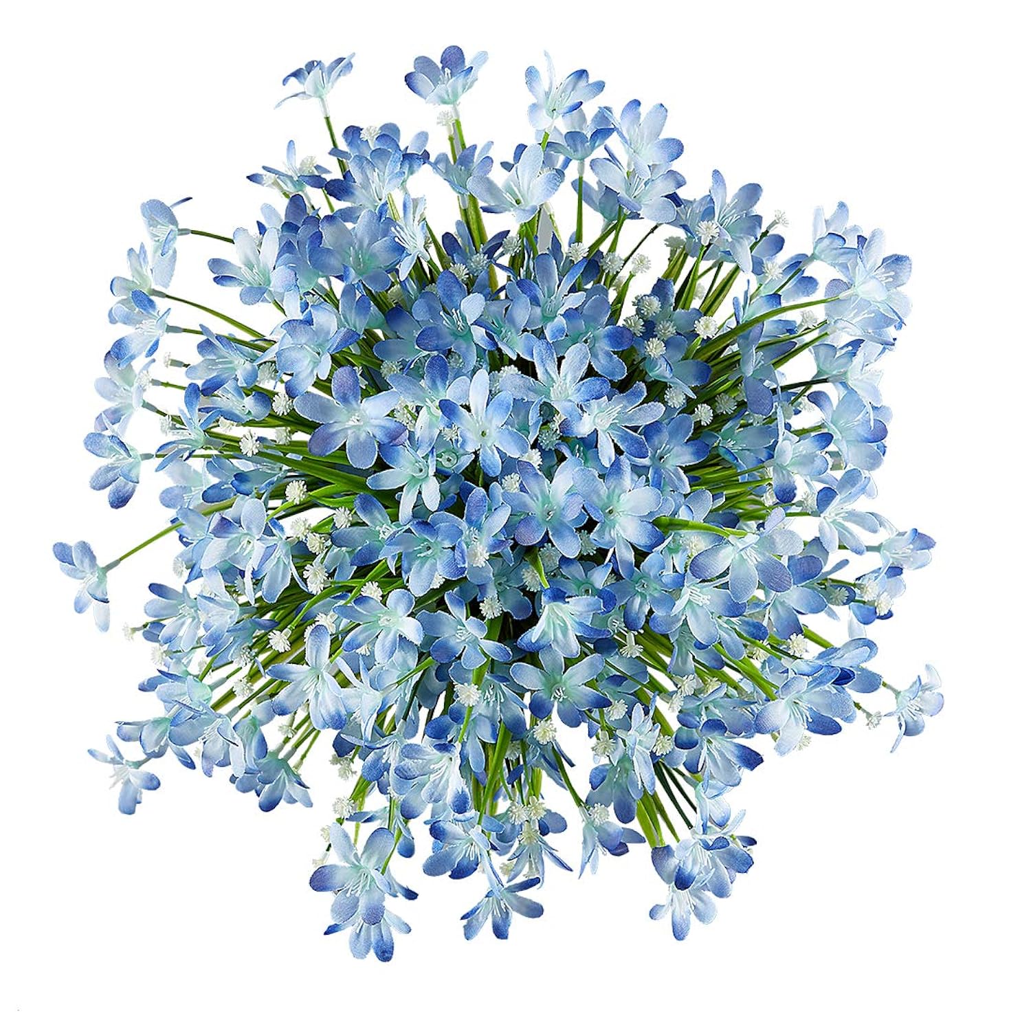 8 Bundles Artificial Daffodils Flowers, Fake Artificial Greenery Uv Resistant No Fade Faux Plastic Plants For Wedding Bridle Bouquet Indoor Outdoor Home Garden Kitchen Office Table Vase (Blue)
