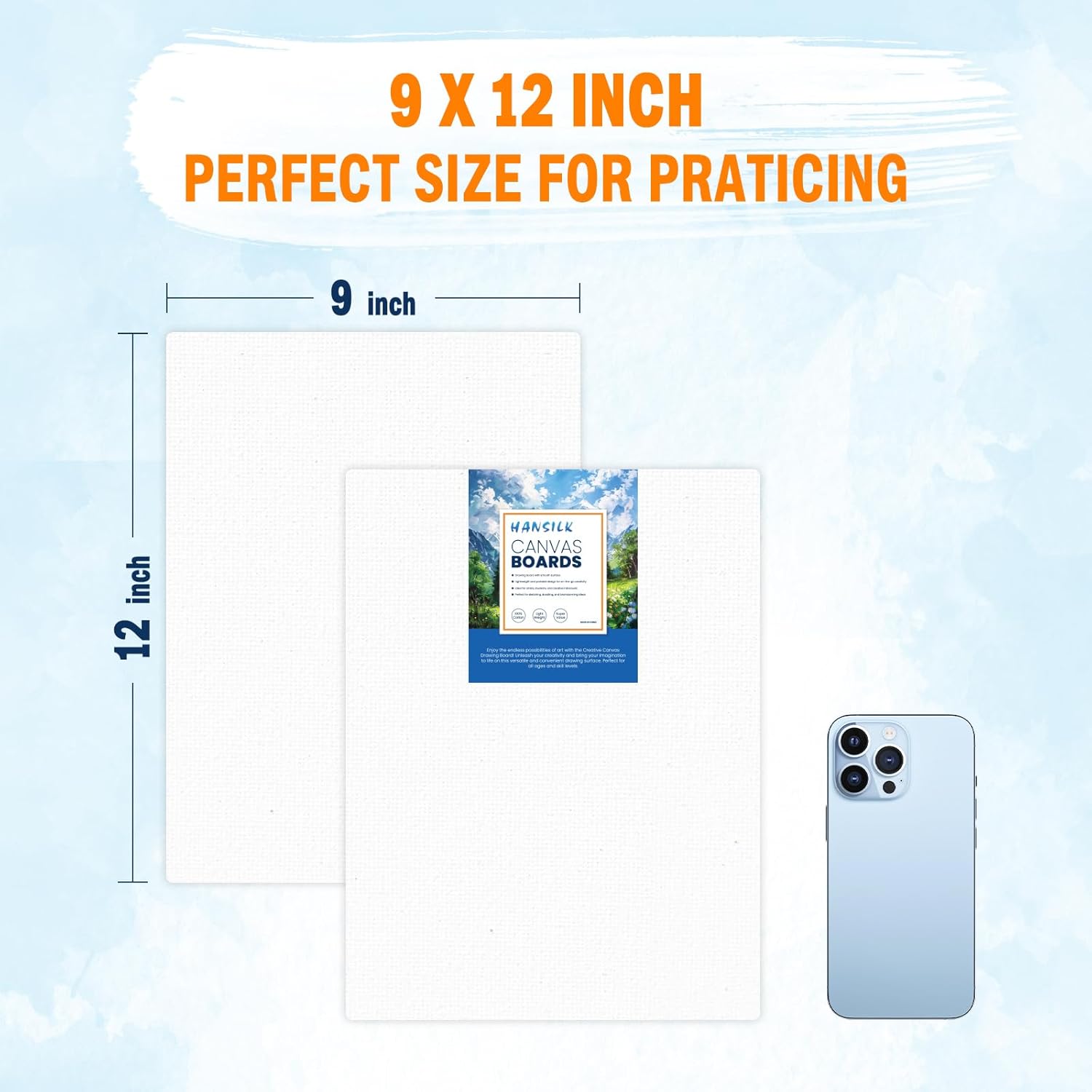 9X12 Canvas For Painting - Artist-Grade Blank Canvases Boards & Panels, Premium White Flat Canvas Bundle For & Adults (12 Pack)
