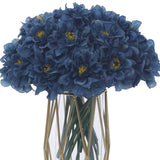 Artificial Flowers Silk Hydrangea Chrysanthemum Ball Flowers Arrangements Bouquets 21Pcs For Home Dining Table Core Party Wedding Decoration (Navy Blue, Pack Of 21)