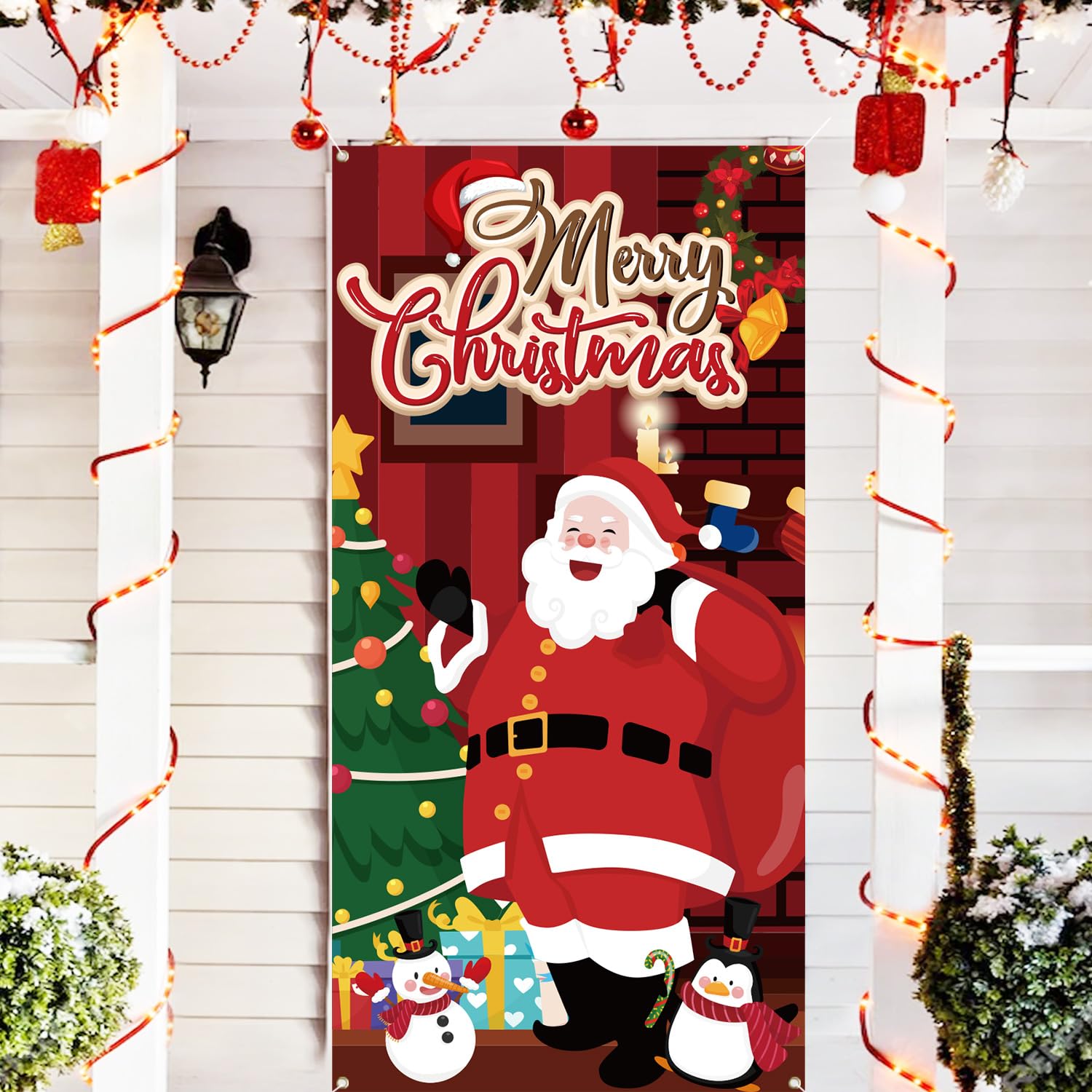 Merry Christmas Banner For Christmas Decorations, Background Hanging Decor For Party Supplies (Style A)