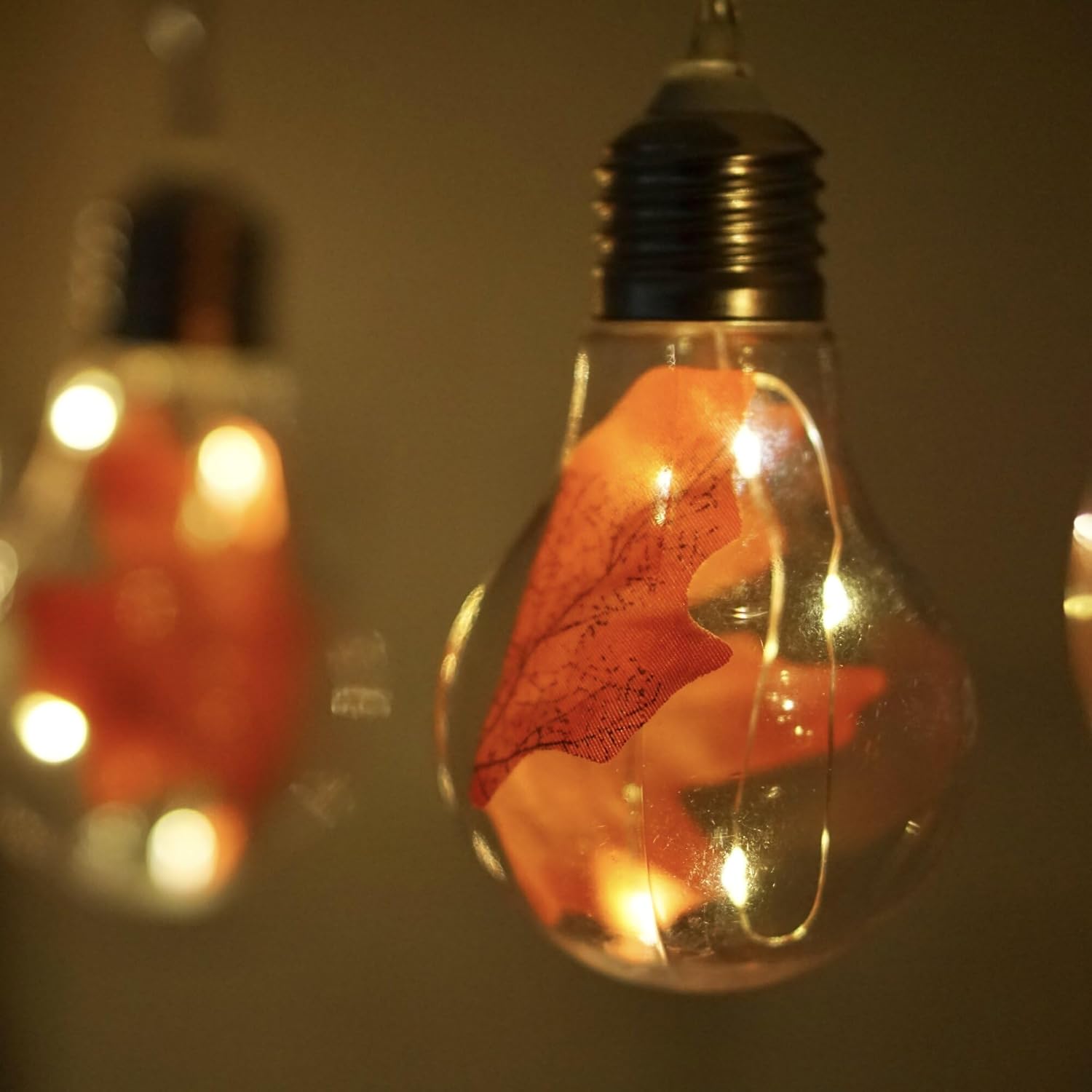 Fairy Bulb Lights With Leaf Globe Twinkle String Lights Battery Operated 13 Ft 10 Led For Wedding Thanksgiving Harvest H