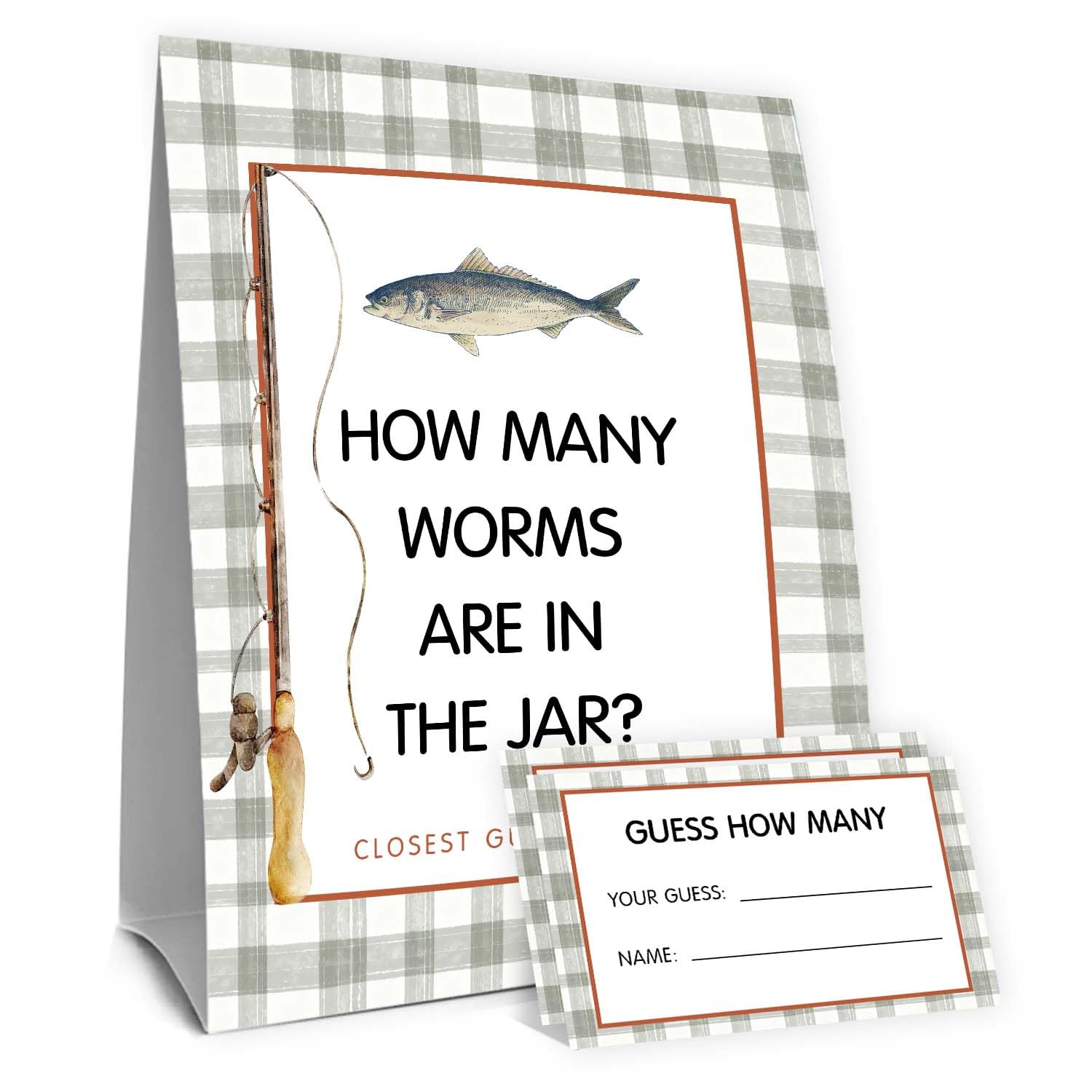 Fishing Guess How Many Baby Shower Game,Fishing Baby Shower Decorations,How Many Worms Are In The Jar Closest Guess Wins,Birthday Party Game & Activities 50 Cards And Sign