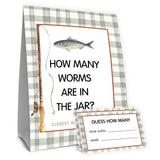 Fishing Guess How Many Baby Shower Game,Fishing Baby Shower Decorations,How Many Worms Are In The Jar Closest Guess Wins,Birthday Party Game & Activities 50 Cards And Sign