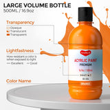 15 Colors Large Acrylic Paint Set (16.9 Oz,500 Ml), Bulk Acrylic Paint Non-Toxic Art Painting Supplies On Multi Surface Pumpkin Canvas Wood Craft Fabric Rock For Artist Kids With Color Wheel