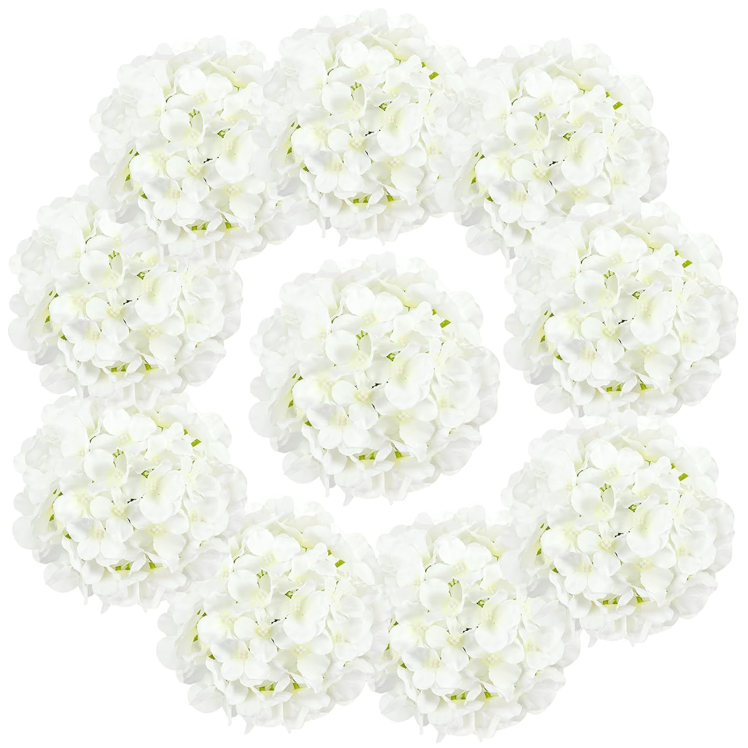 10Pcs Hydrangea Artificial Flowers, Faux White Flowers For Wedding Centerpieces, Diy Bouquets, Bridal Shower, Floral Decor Home Decoration With Stems (Vase Not Included)