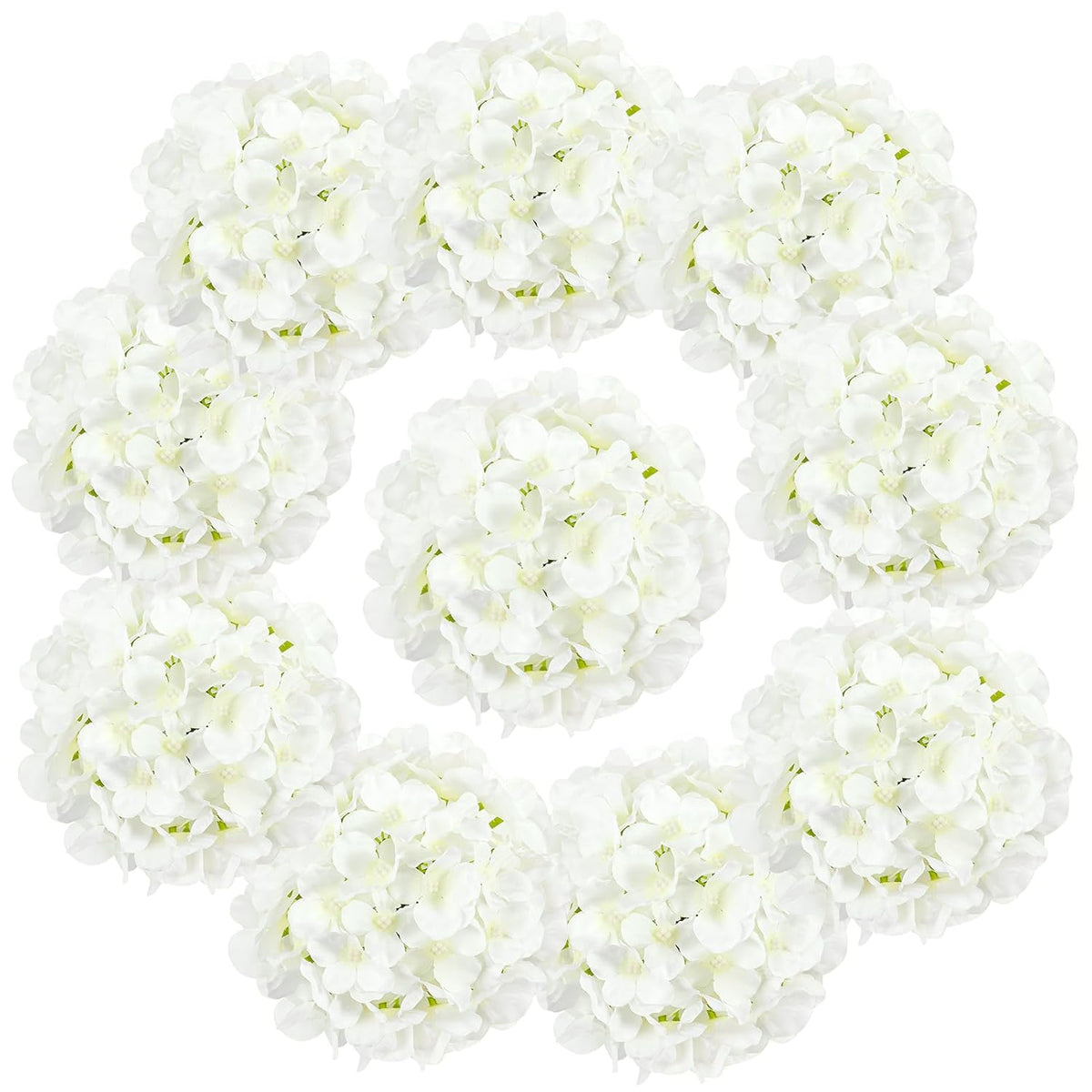 10Pcs Hydrangea Artificial Flowers, Faux White Flowers For Wedding Centerpieces, Diy Bouquets, Bridal Shower, Floral Decor Home Decoration With Stems (Vase Not Included)