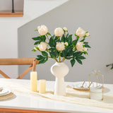 6Pcs Realistic Champagne Artificial Peony Flowers,18.9 Inch Double Heads Silk Fake Peonies Flowers With Long Stem For Vase Arrangement,Wedding Centerpieces,Indoor Decor