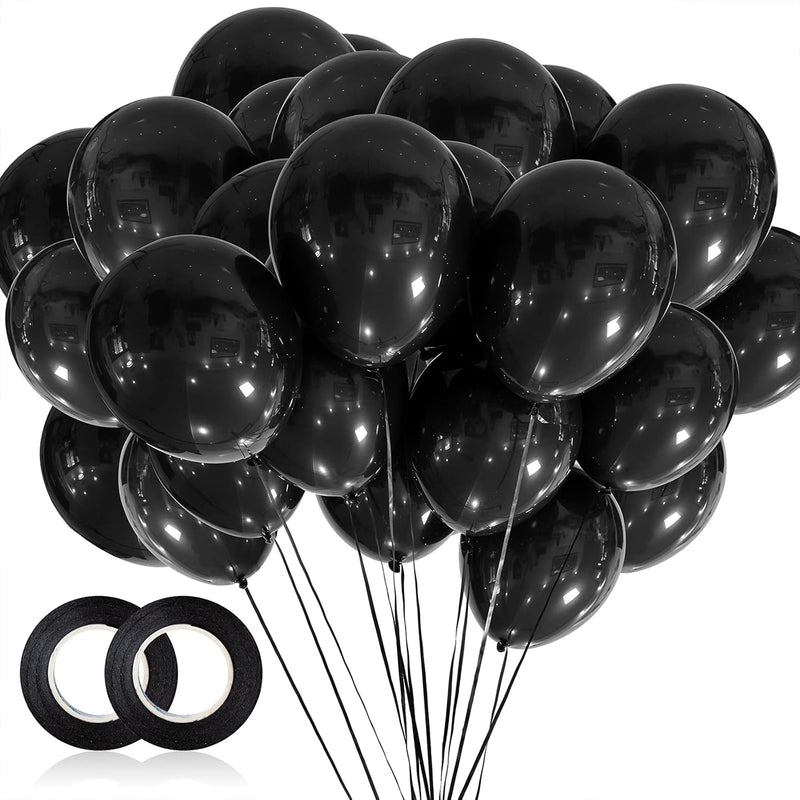 100Pcs Black Balloons, 12 Inch Black Latex Party Balloons Helium Quali