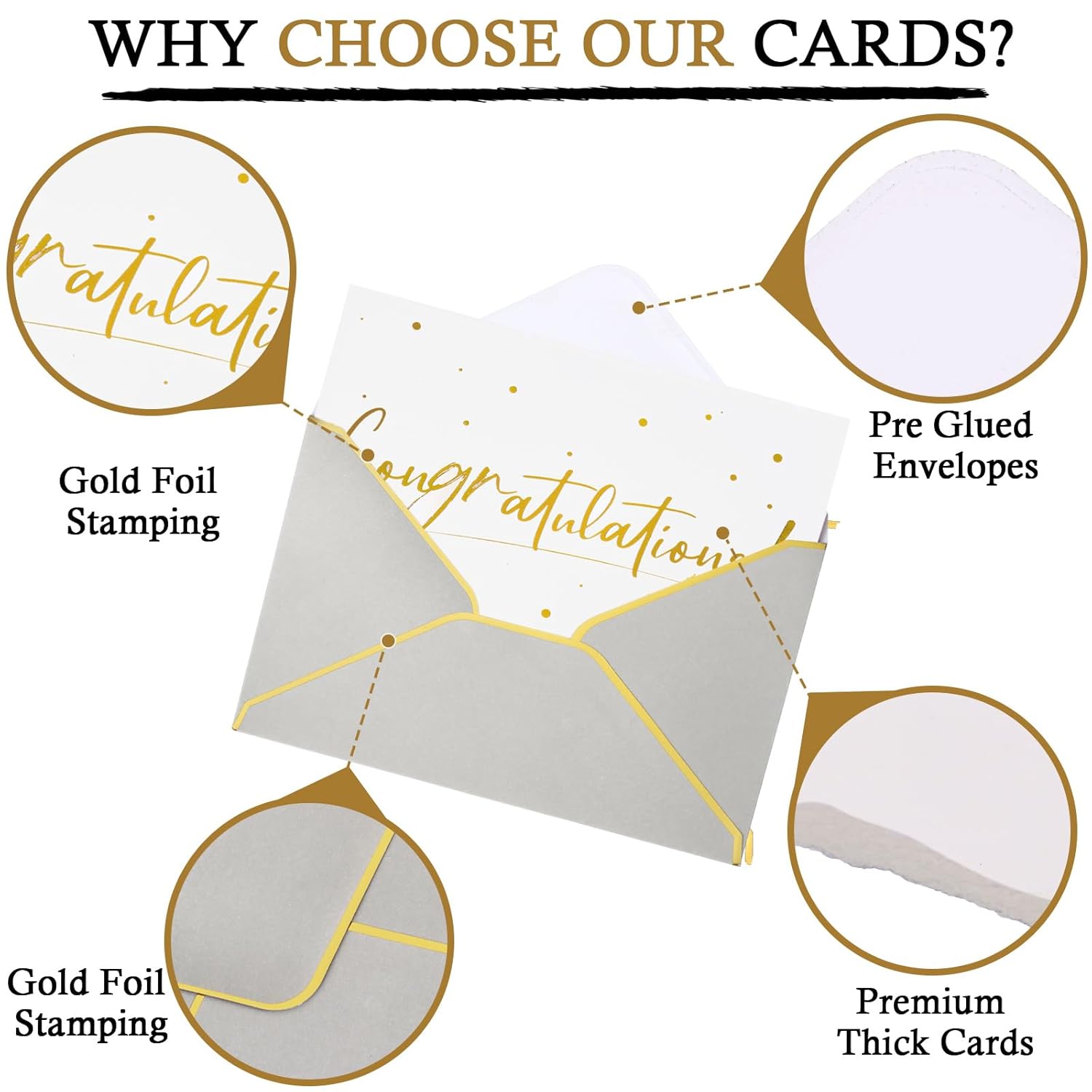 100 Pack Congratulations Cards With Envelopes All Occasion Congrats Greeting Card For Engagement,Business,Baby Shower,Wedding Graduation Party, 4 X 6 In (Gray)(Gray)