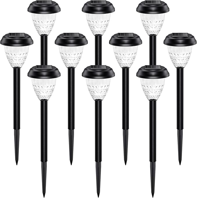 10 Pack Super Bright Solar Pathway Lights Waterproof Dusk to Dawn Garden Walkway Lights