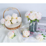 16Pcs Peony Artificial Flowers Fake Peonies Bulks Cream White Silk Peonies Flowers Faux Peony Flowers Heads With Stems For Home Wedding Party Festival Baby Shower Decorations (Cream White)