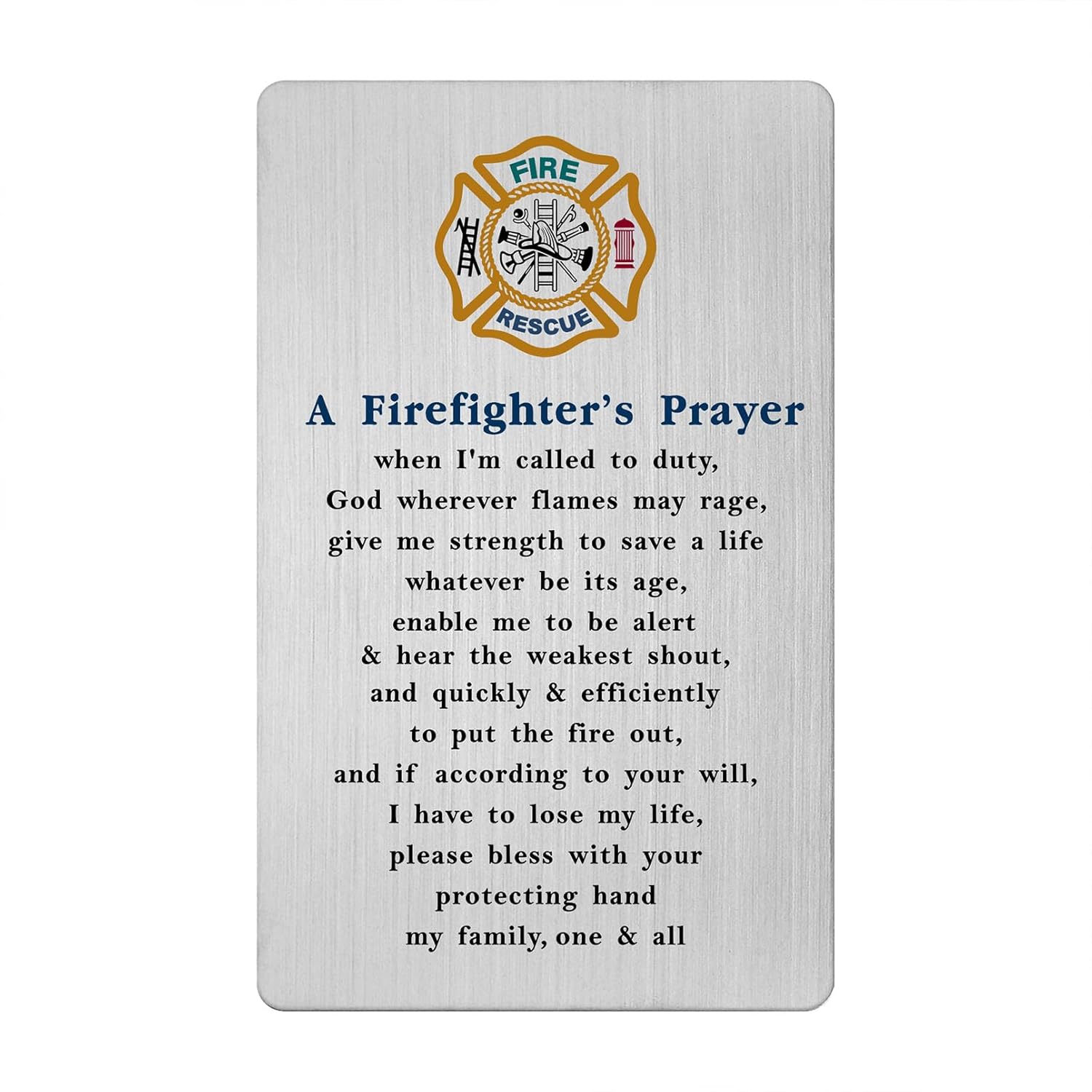 Firefighter Card For Men - Gifts For Firefighter Christmas Birthday Valentines Graduation Prayer Card For Him Husband