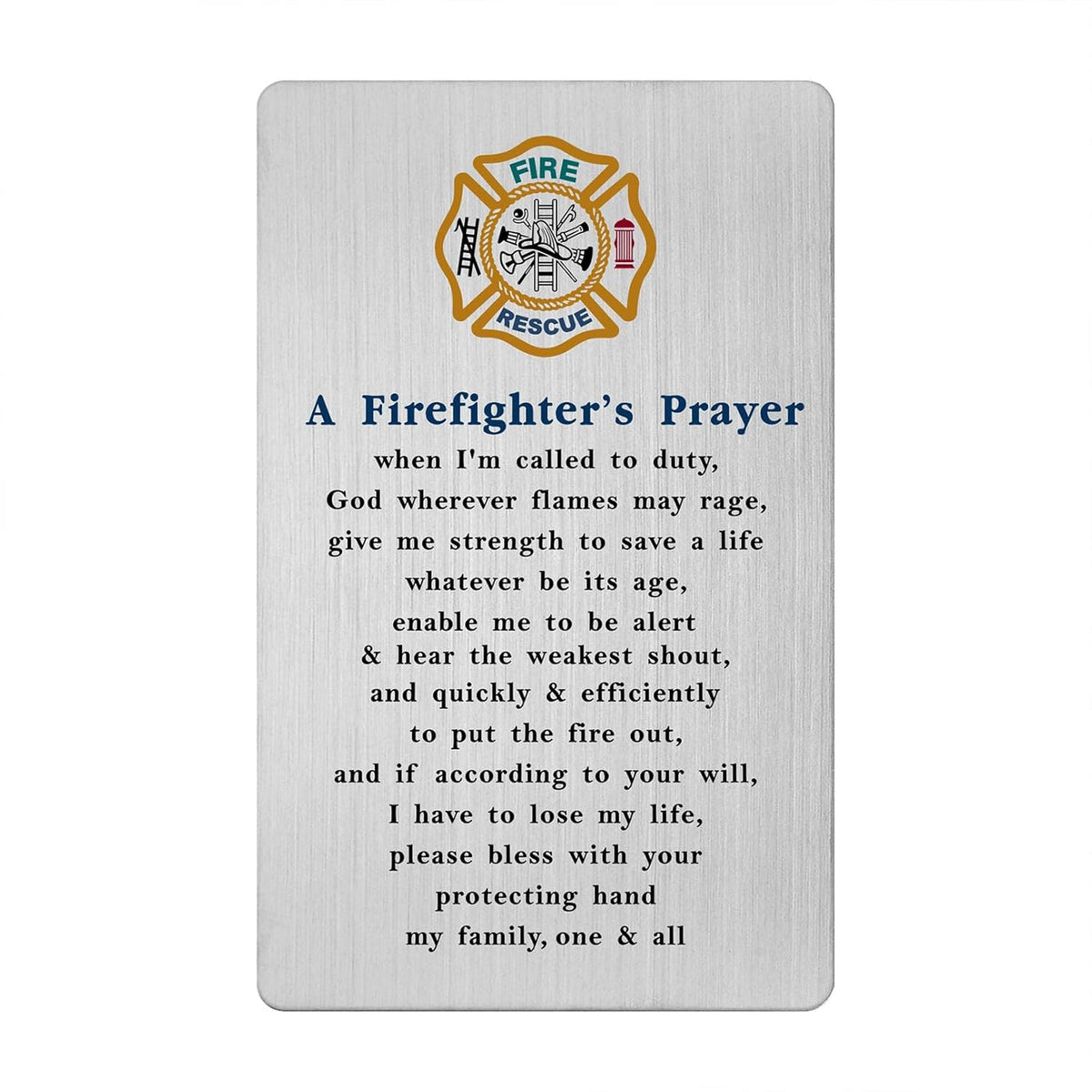 Firefighter Card For Men - Gifts For Firefighter Christmas Birthday Valentines Graduation Prayer Card For Him Husband
