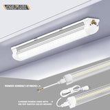 2 Pack LED Tube Lights 25W 6000K Linkable Plug In Shop Lights for Garage Workbench