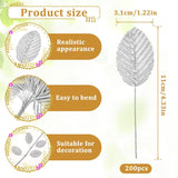 200 Pcs Silver Leaves For Crafts, Artificial Silk Faux Rose Leaves Single Leaf Wire Crafts Leaf For Diy Wreaths Flower Bouquet Wedding Decor