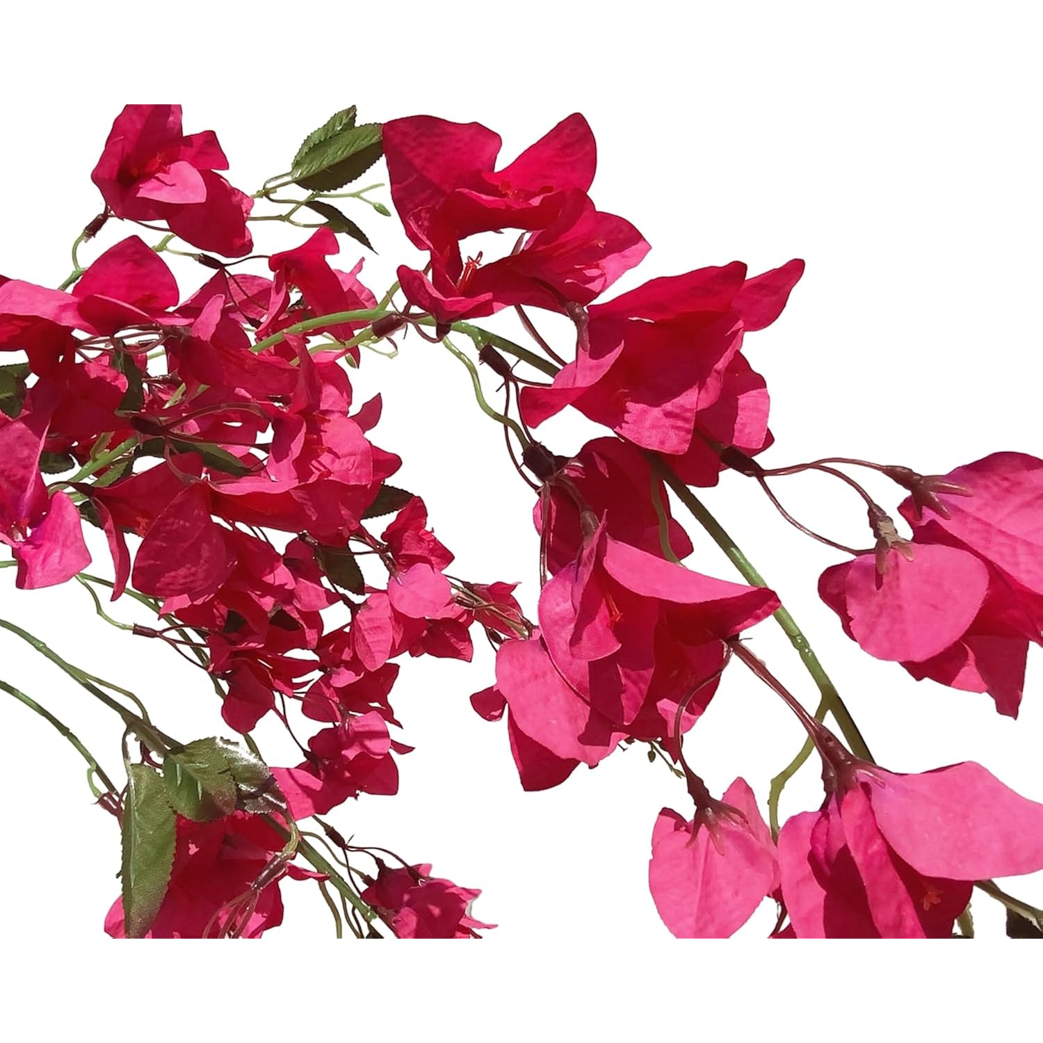 49 Inch Artificial Bougainvillea Silk Vines Faux Hanging Flowers For Home Decor Garden Display Wedding Decoration Indoor Floral Accents (Fuchsia - Pack Of 2)