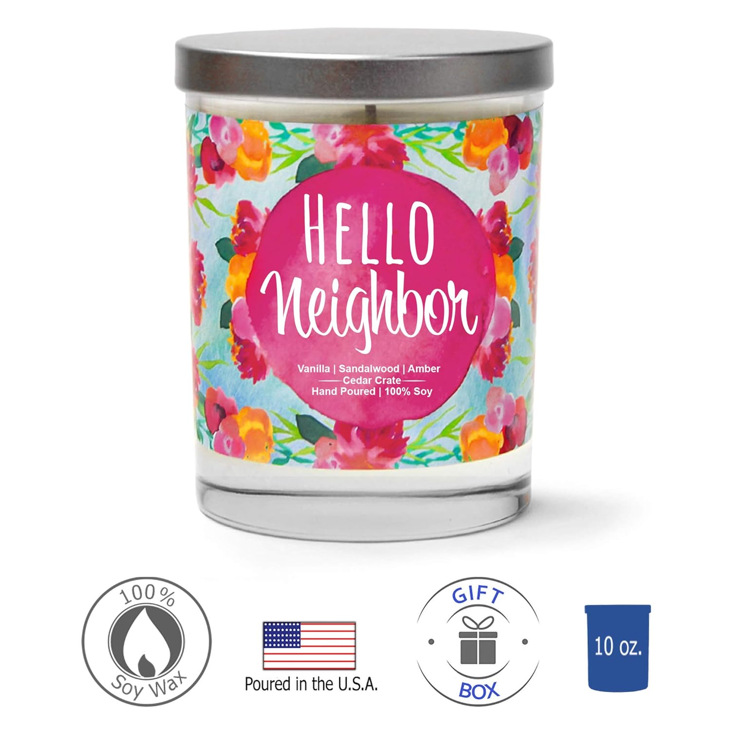 Hello Neighbor - Housewarming Gifts New Home - House Warming Candle For Women, Men, Couples, Apartment, Decor Ideas, Welcome, Hostess, Handmade In Usa