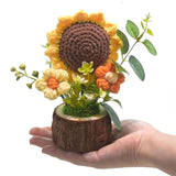 Handmade Crochet Knitted Sunflower Bouquet Creative Knitted Potted Plant Mini Cute Home Desktop Decorations And Gifts For Friends, Lovers, Classmates