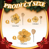 15 Pcs Christmas Magnolia Flowers Ornaments 3.15'' 5.91'' 8.27'' Large Artificial Magnolia Velvet Fold Poinsettia Stems For Christmas Tree Wreath Holiday Decor(Gold)